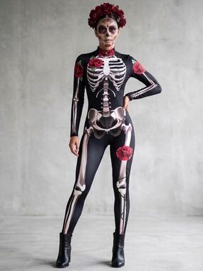 Day of the Dead Rose Skeleton Jumpsuit